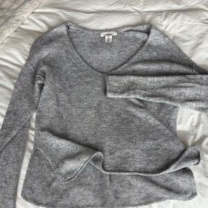 Soft V-Neck Women’s Sweater in Heather Gray